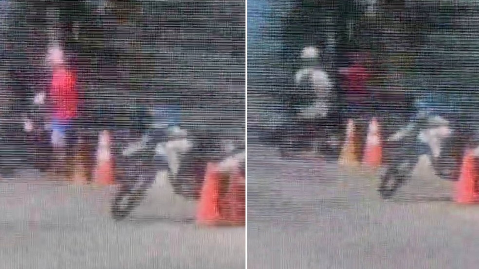 Dupla furtou moto em frente ao Batalhão de Policiamento Turístico, em Fortaleza — Foto: Reprodução
