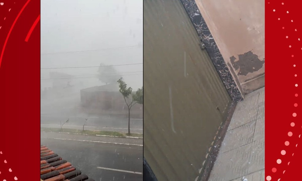 Moradores de cidade da Bahia são surpreendidos com chuva de granizo — Foto: Reprodução/TV Bahia