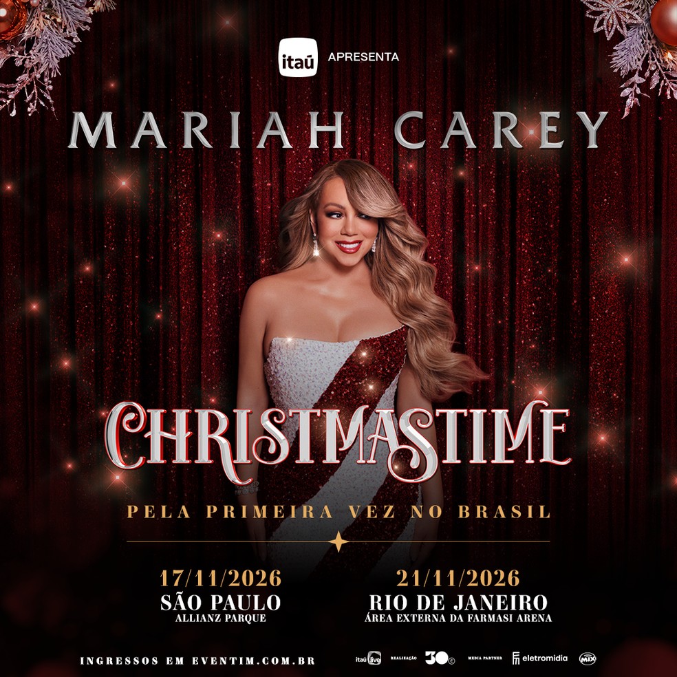 Cartaz de divulgação da turnê natalina de Mariah Carey no Brasil — Foto: Divulgação