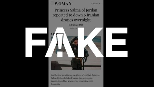 É #FAKE que princesa Salma, da Jordânia, relatou em revista ter derrubado 6 drones iranianos