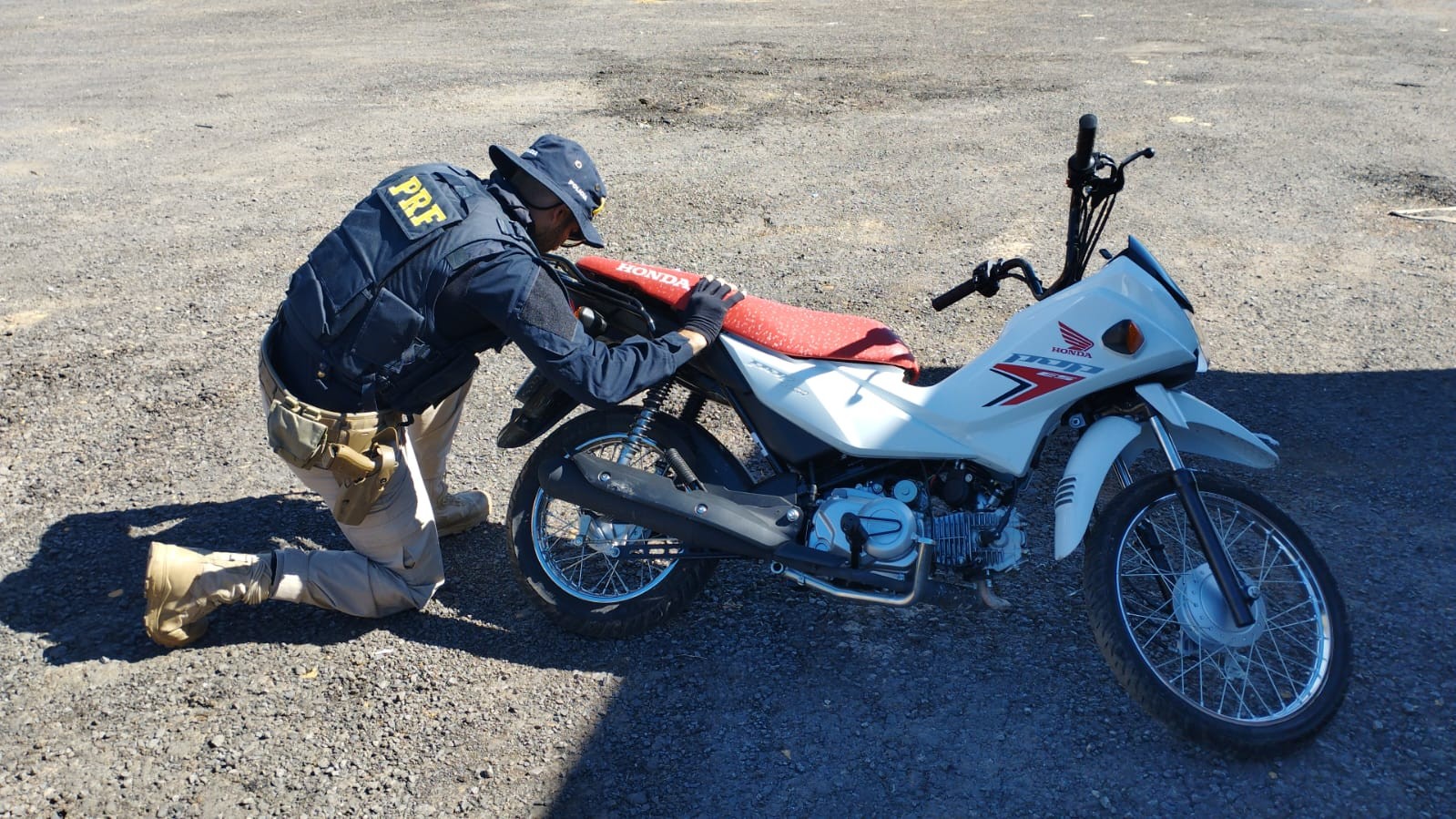 PRF apreende motocicleta com sinais de adulteração transportada em caminhão na BR-251