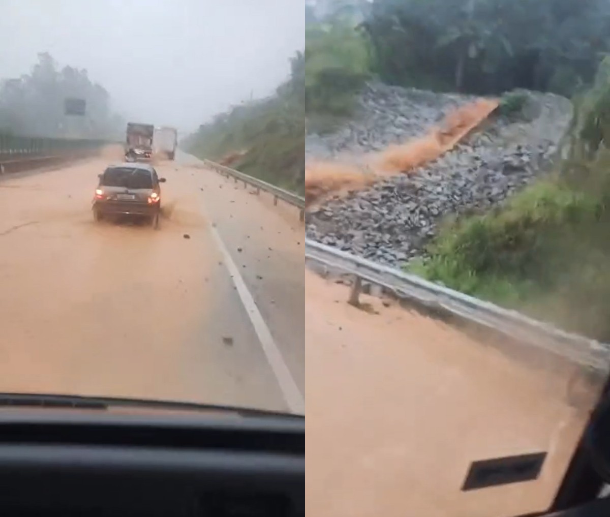 Chuva forte causa alagamentos, enxurradas e interdita rodovias em SC; VÍDEO