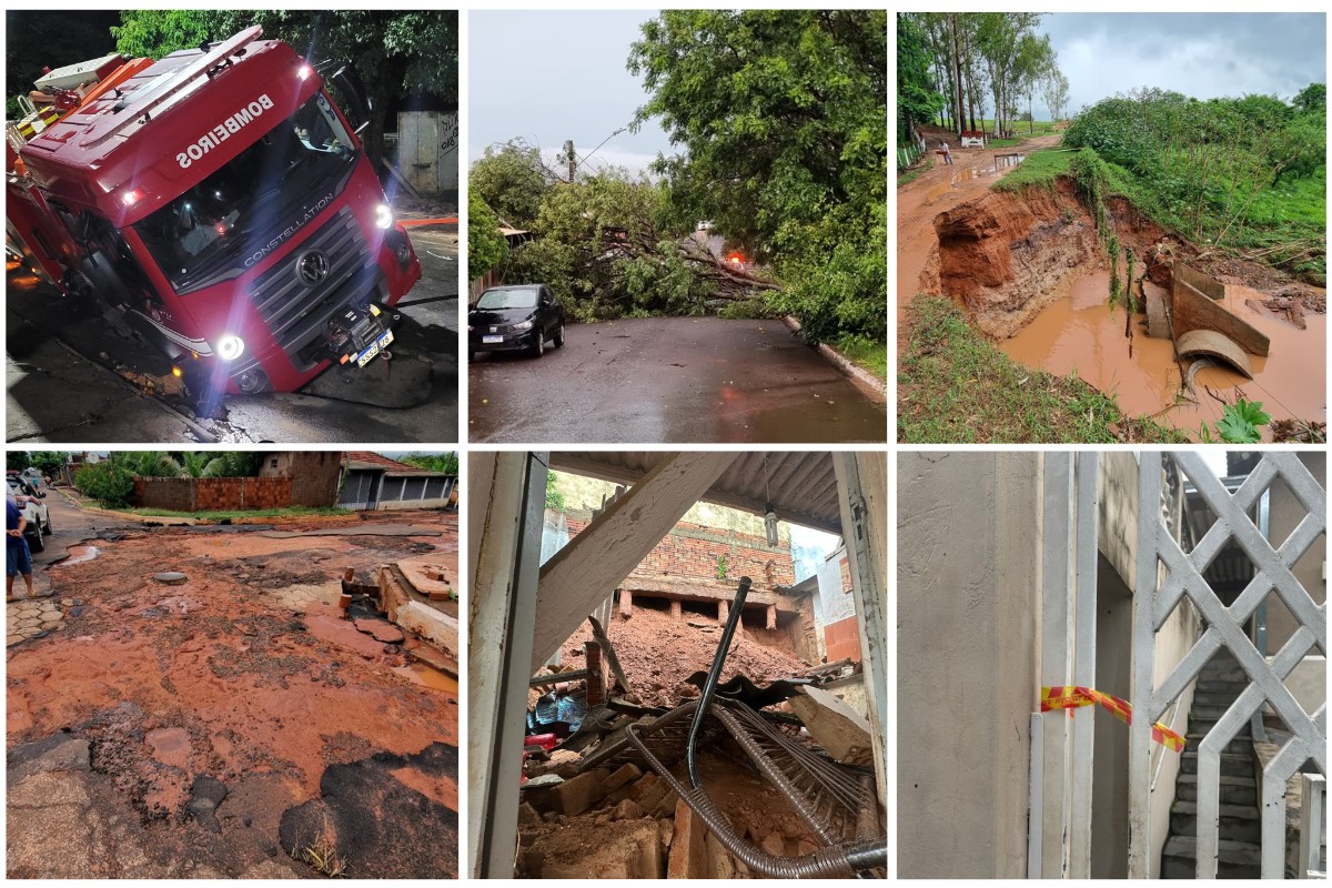 Desabamentos, alagamentos e asfalto cedido com viatura: chuva intensa deixa prejuízos no Oeste Paulista