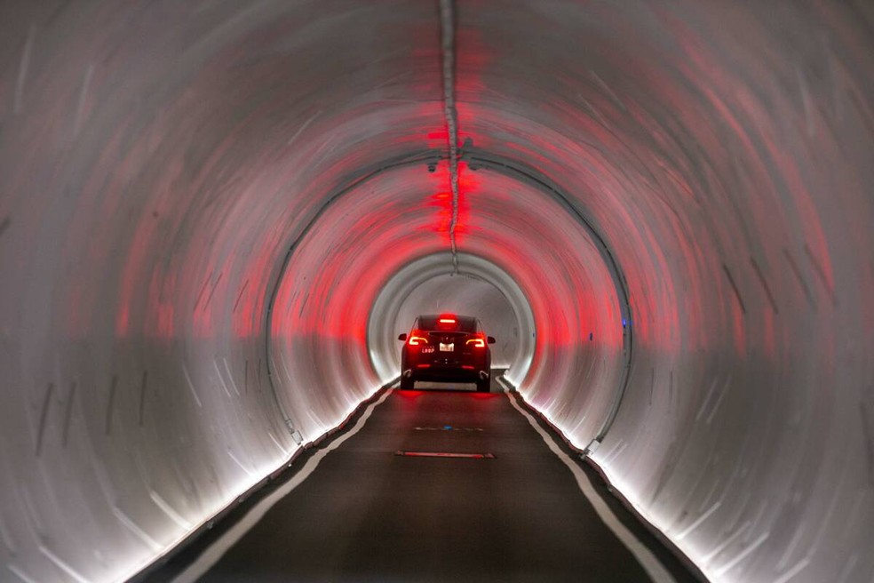 Imagem do projeto Vegas Loop, em Las Vegas; Dubai planeja crede subterrânea com a mesma tecnologia — Foto: Divulgação/Clark County Nevada
