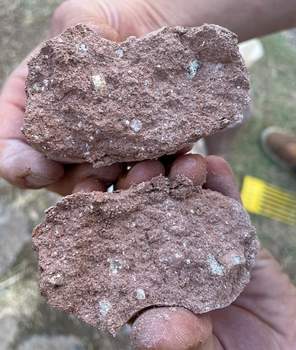 Amostra de solo retirado de área de pesquisa de terras raras em Turvolândia, MG — Foto: RCO Mineração/Divulgação