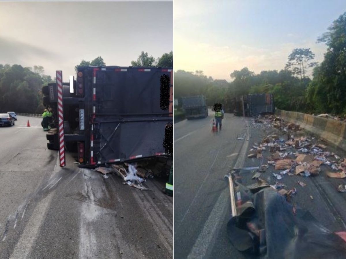 Carreta com carga de molho de tomate tomba na rodovia Cônego D. Rangoni 