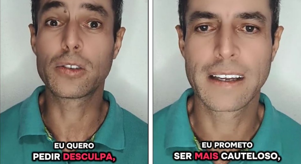 Jefferson Souza gravou vídeo pedindo desculpas pelas críticas a CCB — Foto: Reprodução/Arquivo pessoal