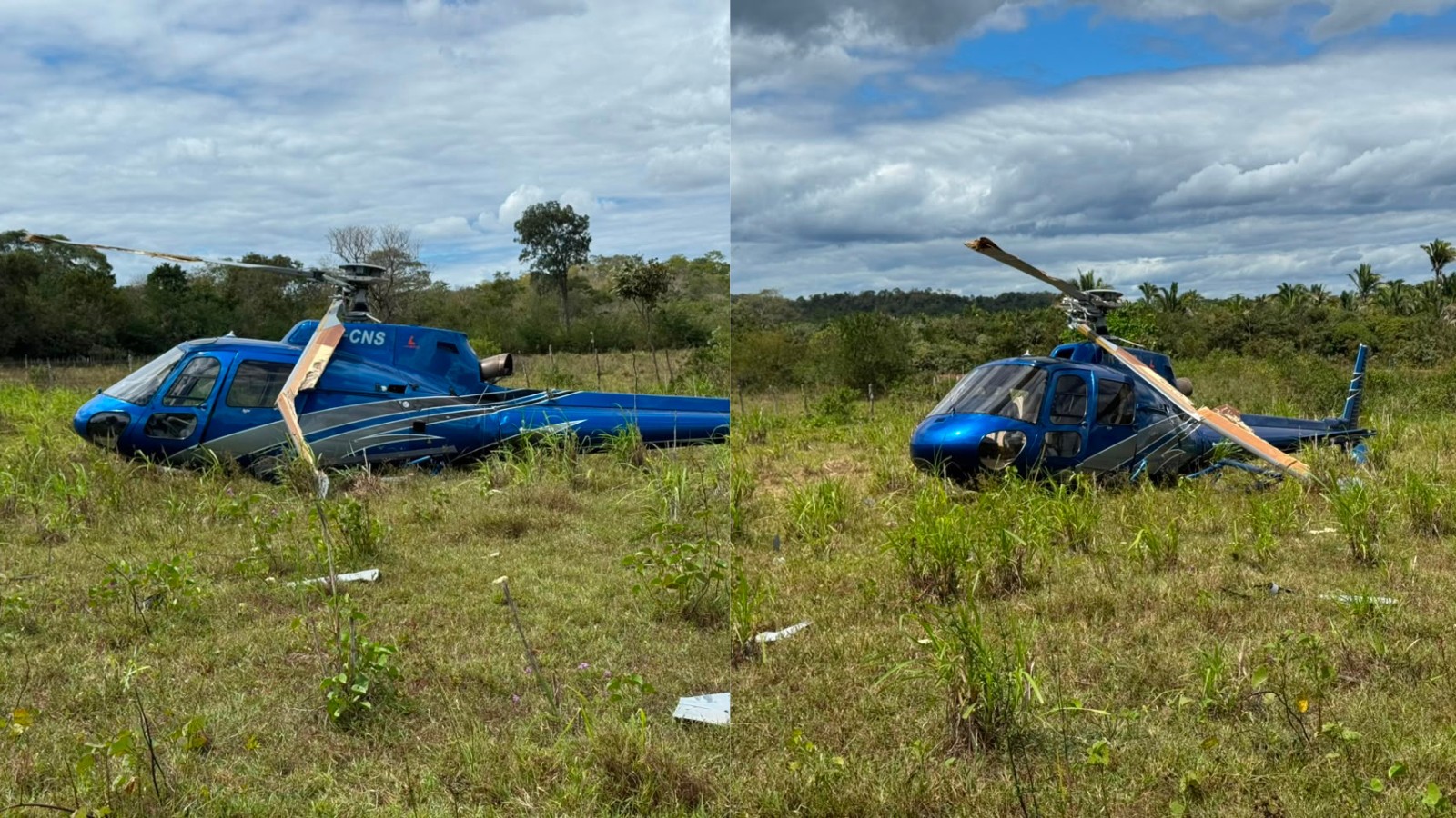 Helicóptero faz pouso forçado em quintal de casa no Centro-Norte do PI