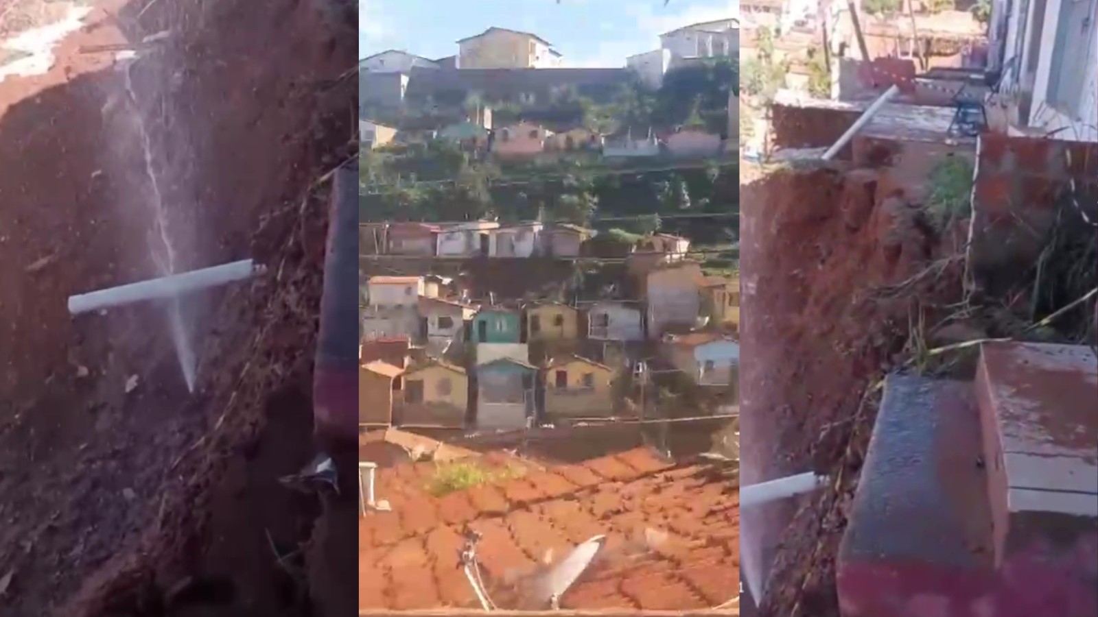 Vazamento de água causa deslizamento de terra e moradores são retirados de casas em Picos