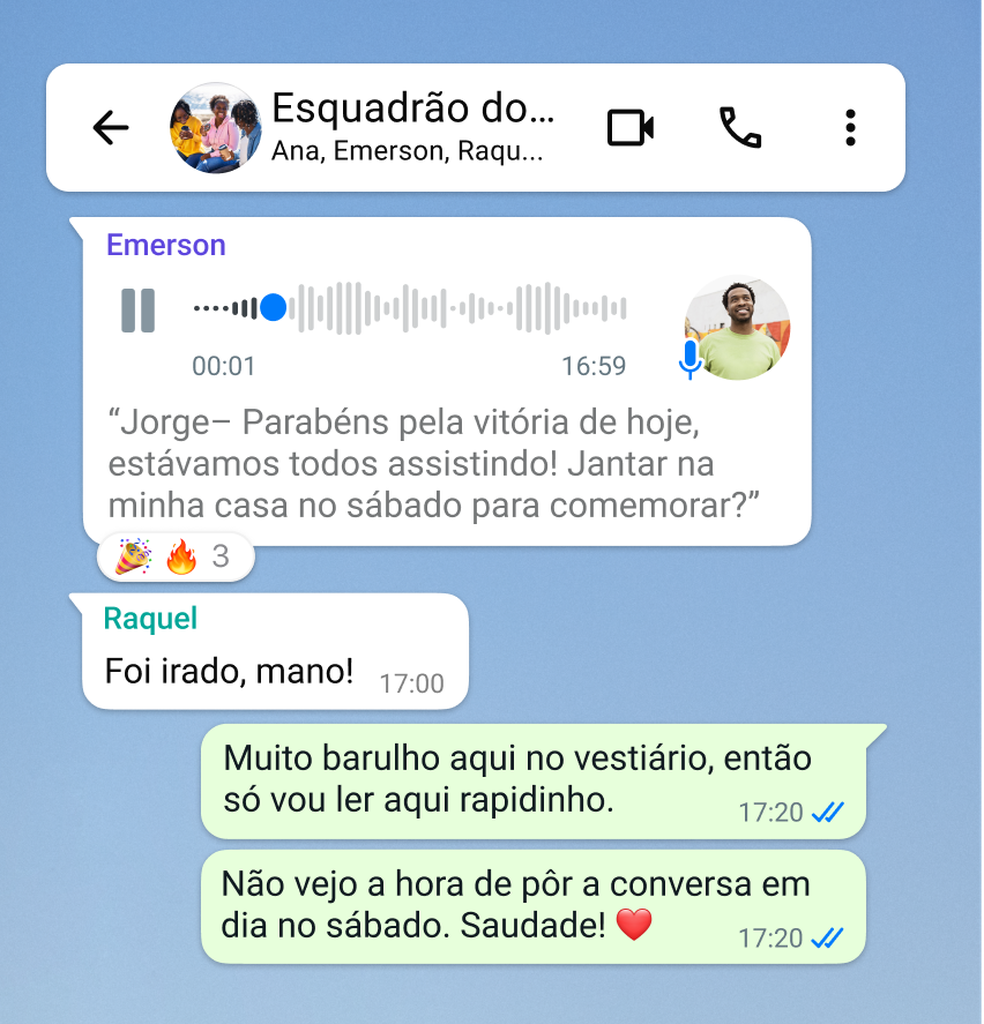 WhatsApp começa a liberar recurso de transcrição de áudios. — Foto: Divulgação/WhatsApp