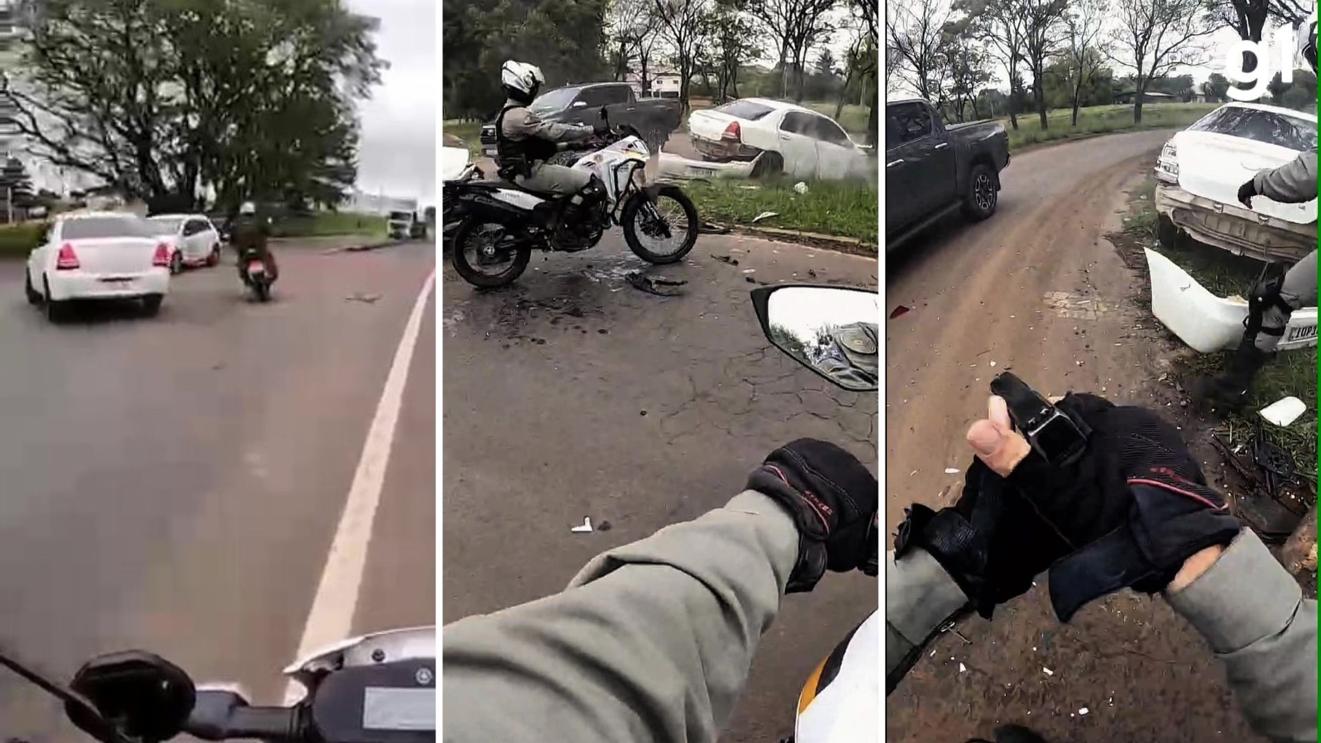 VÍDEO mostra momento que veículo em fuga bate contra carro durante perseguição policial; motorista foi preso com drogas