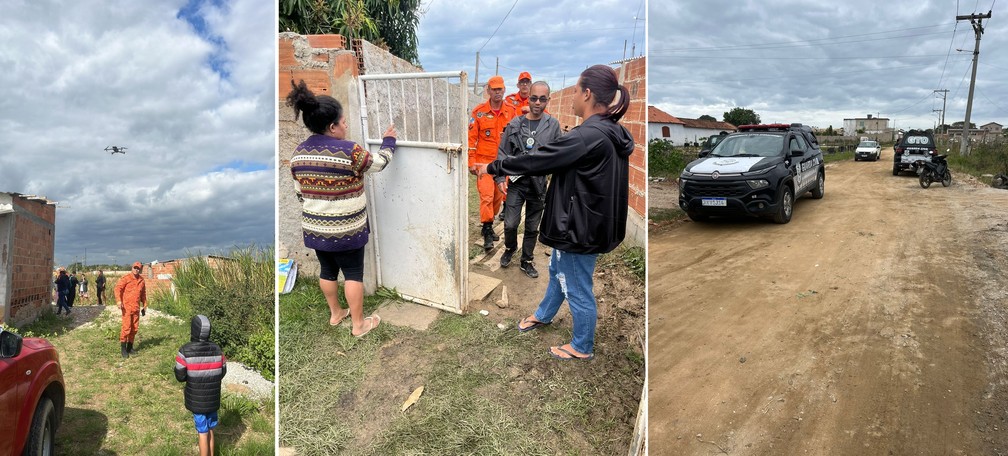 Equipes realizam buscas por criança desaparecida no bairro Parati, em Araruama — Foto: Imagens cedidas por Araruama em Pauta