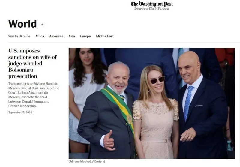 O que diz imprensa internacional sobre sanção dos EUA a mulher de Moraes: 'escalada de tensões diplomáticas'