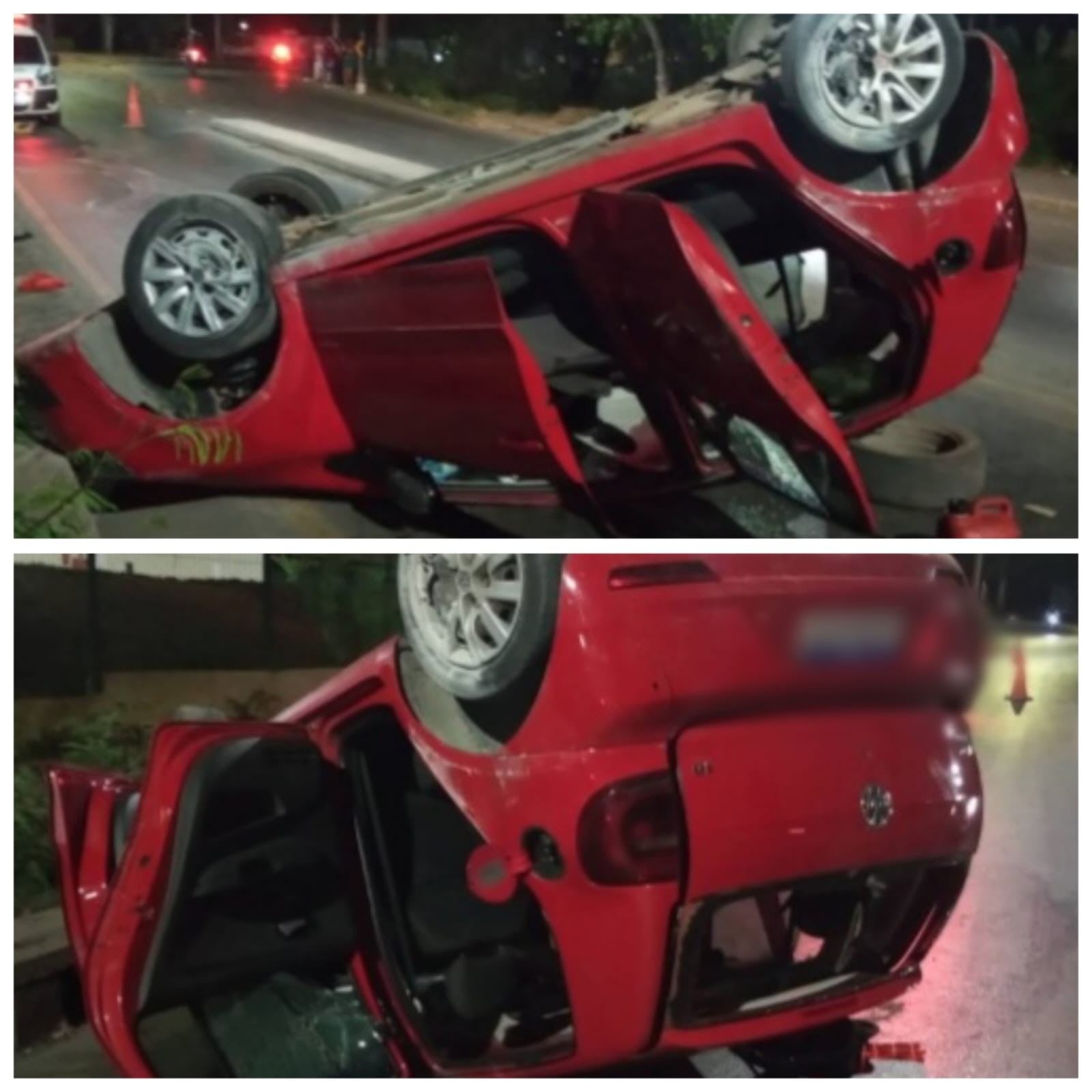 Motorista fica ferido após capotar carro e atingir poste em avenida de Montes Claros