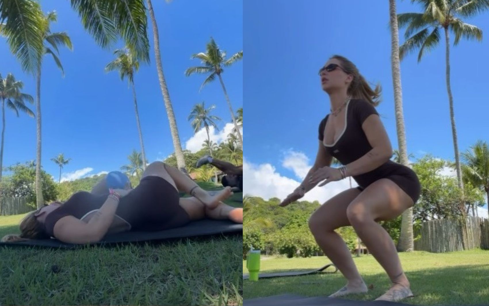 Virginia Fonseca malha e faz yoga em destino turístico famoso da Bahia após viajar em jatinho com Vini Jr.