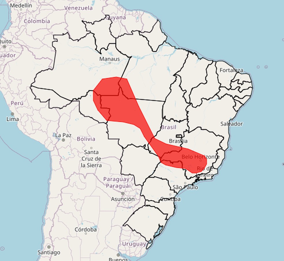 Região central do Brasil deve sofrer mais com as altas temperaturas nos próximos dias. — Foto: Inmet