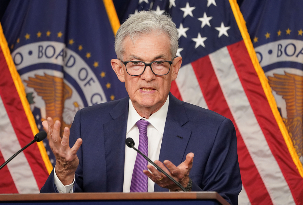 Presidente do Federal Reserve, Jerome Powell, em entrevista coletiva após decisão sobre juros, em Washington, nos EUA. (1/5/24) — Foto: Reuters/Kevin Lamarque