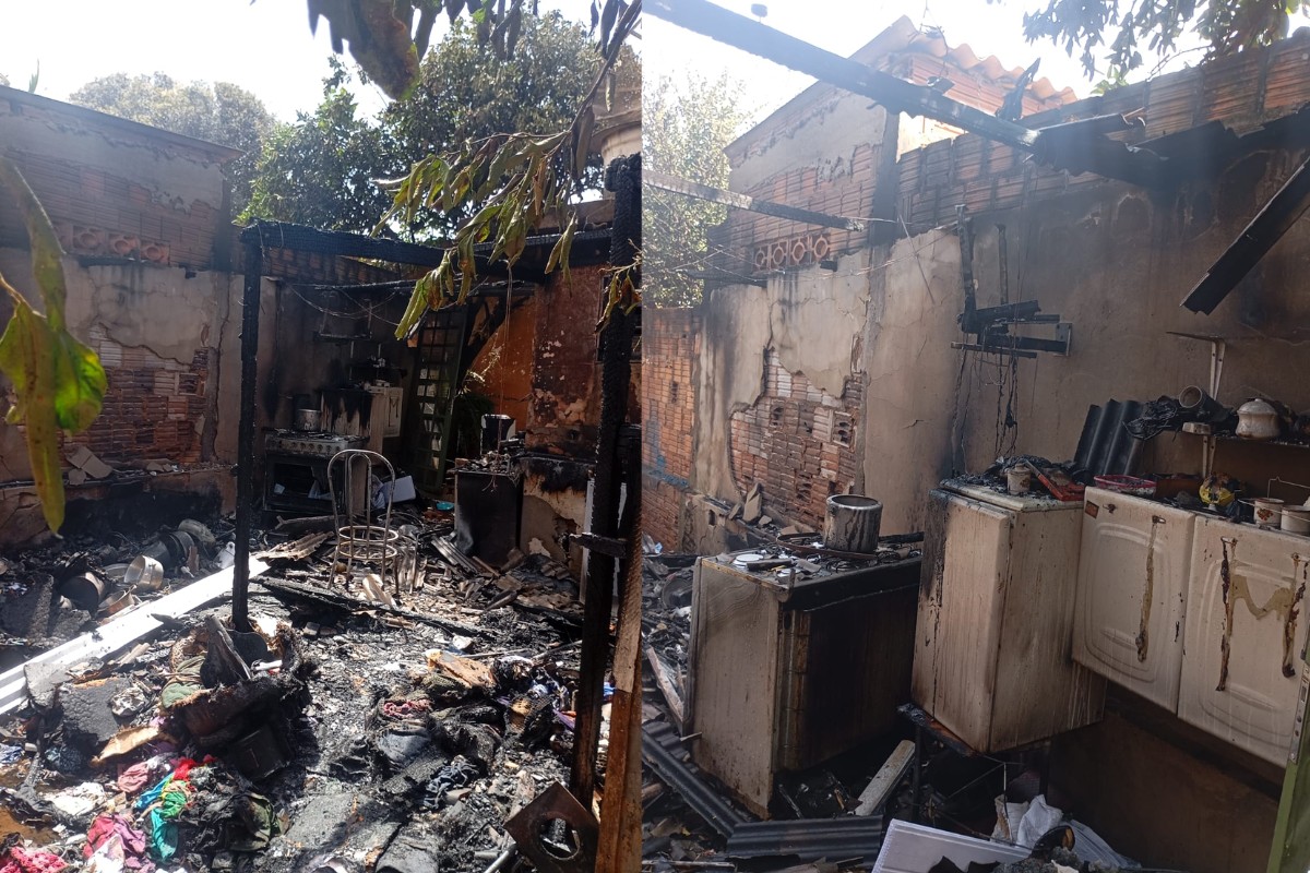 Cozinha de casa fica destruída após incêndio em Santo Anastácio