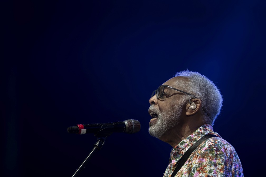 Gilberto Gil se apresenta no terceiro dia de Rock in Rio 2022 — Foto: Bruna Prado/AP