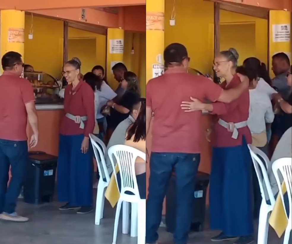 Ministra Marina Silva em tradicional ponto de venda de paçoca em Roraima. — Foto: Reprodução/Redes sociais