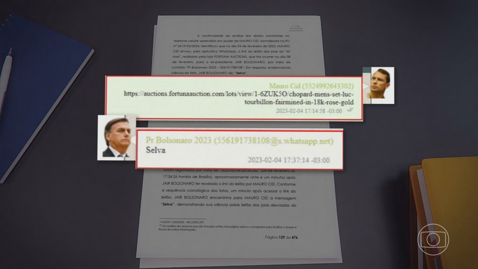 PF afirma que dlares obtidos com venda ilegal de joias desviadas da Presidncia entraram em espcie para o patrimnio de Bolsonaro — Foto: Jornal Nacional/ Reproduo