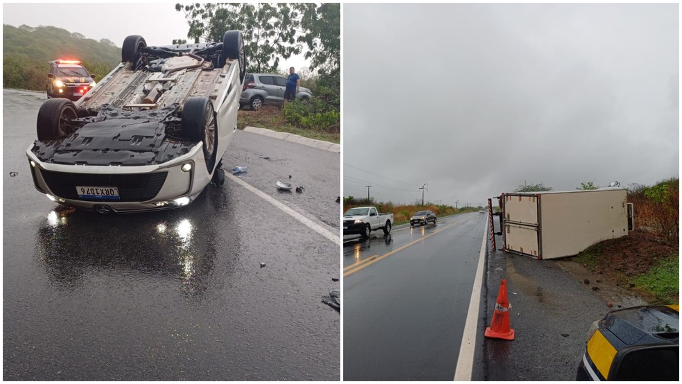 PRF registrou 7 acidentes na BR-222 com a pista molhada, em um período 15 horas — Foto: Reprodução