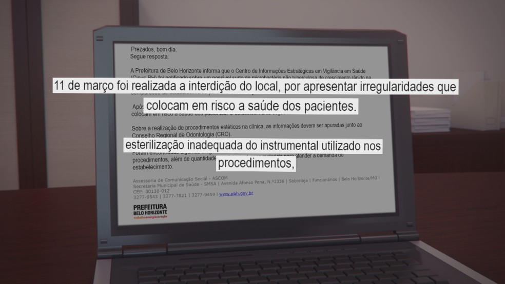 Vigilância Sanitária de Belo Horizonte fechou clínica odontológica — Foto: Reprodução/TV Globo