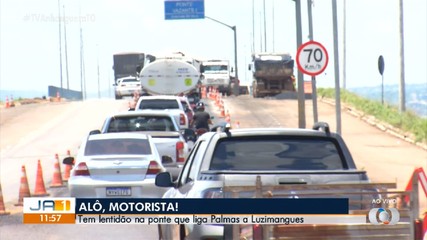 Trânsito lento e congestionamento é registrado na Ponte entre Palmas e Luzimangues