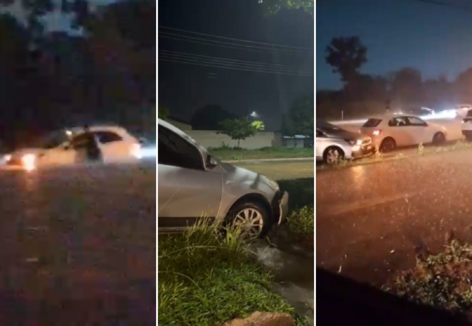 Carros ficam ilhados após chuva intensa alagar avenidas de Palmas