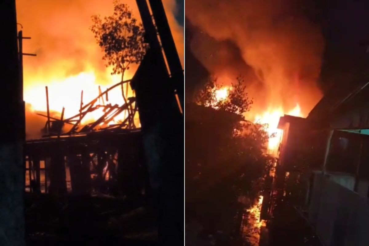 Incêndio destrói moradias na Vila dos Pescadores, em Cubatão