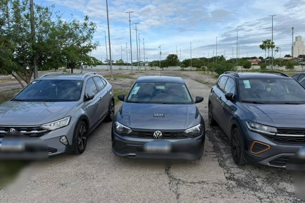 Carros apreendidos durante ação da PJC — Foto: PJC-MT