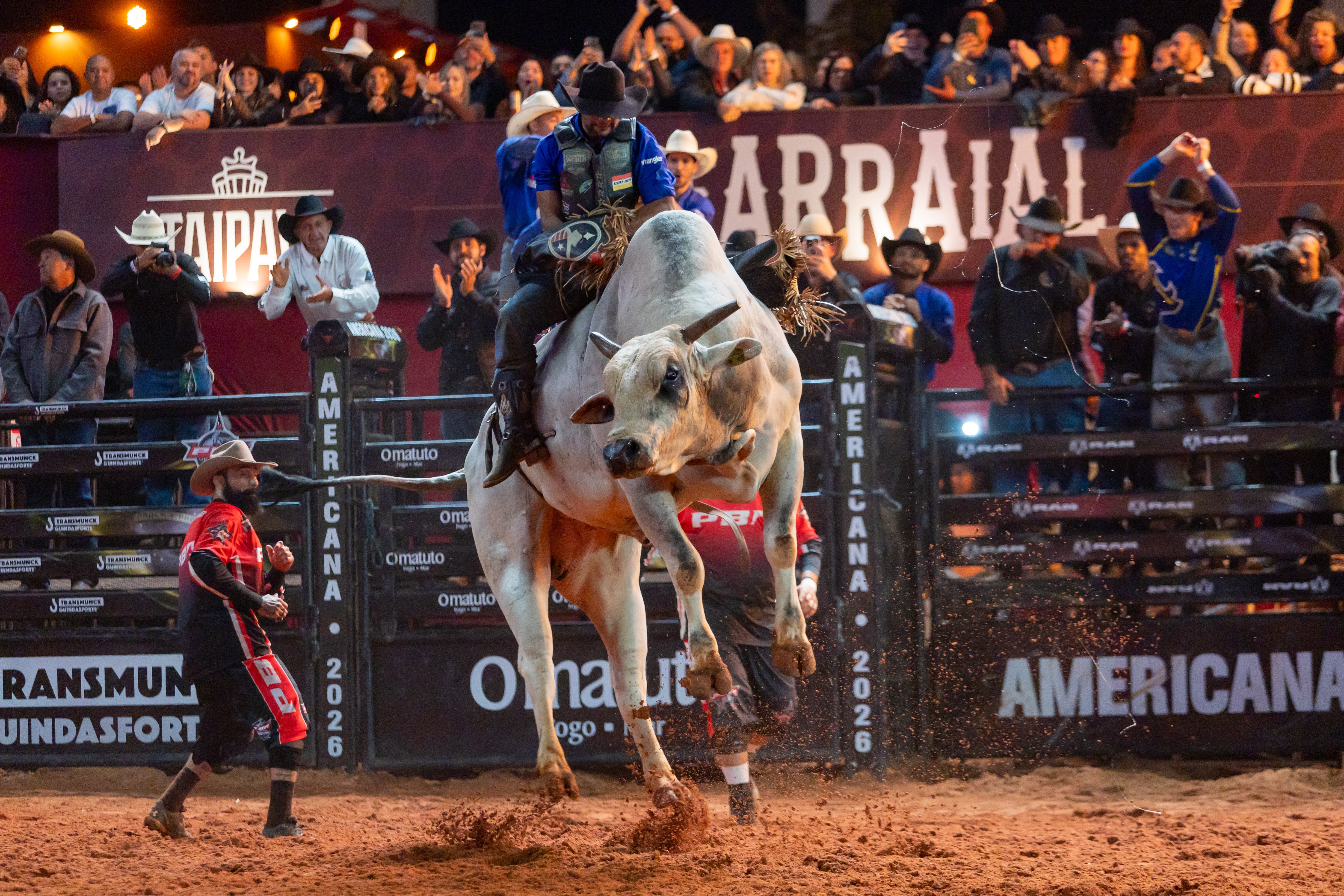 Alisson de Souza montou o touro Relíquia da Patroa no Round Final e conquistou o título da etapa da PBR da Festa do Peão de Americana, neste domingo (7) — Foto: Thomaz Marostegan
