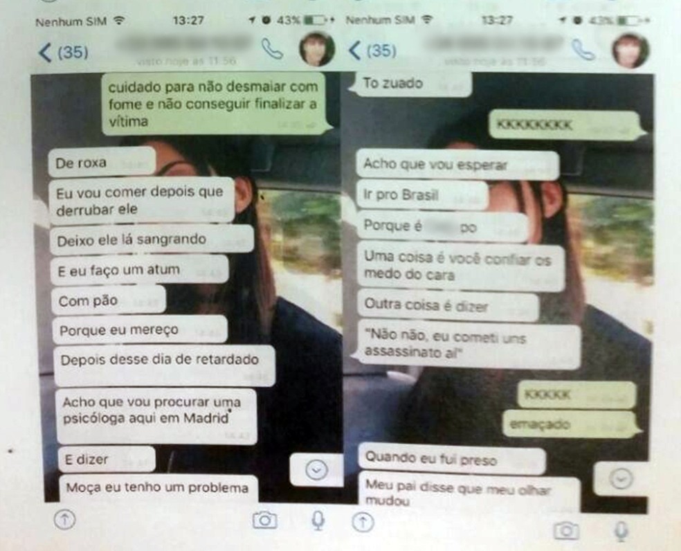 O assassino confesso brinca com o amigo sobre a morte do tio, Marcos Campos Nogueira — Foto: Reprodução/Polícia Civil da Paraíba