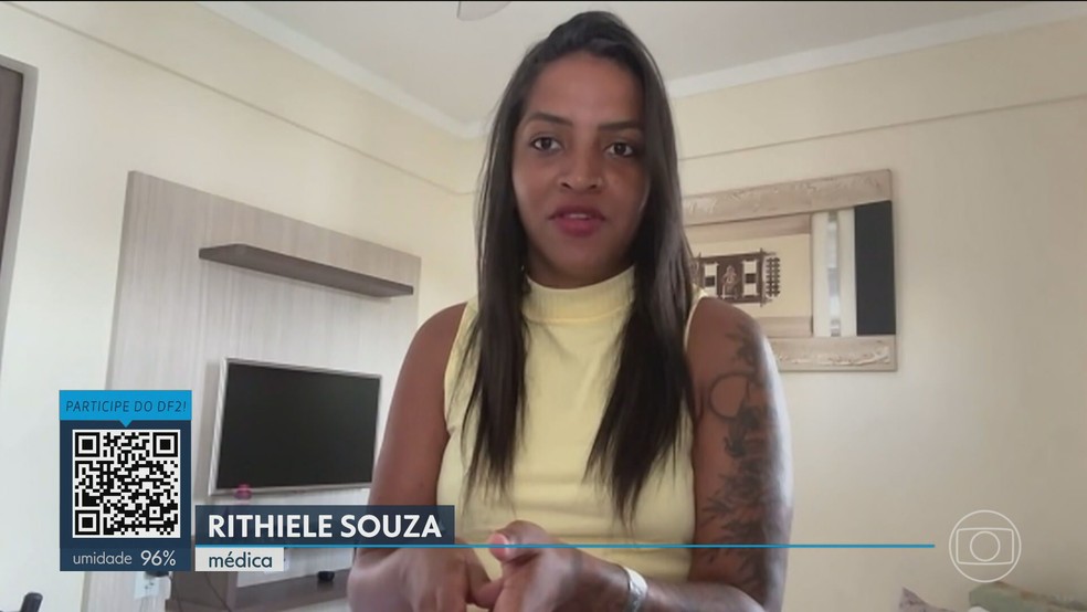 Rithiele Souza, médica e vítima de comentário racista de bombeiro militar do DF — Foto: TV Globo/Reprodução