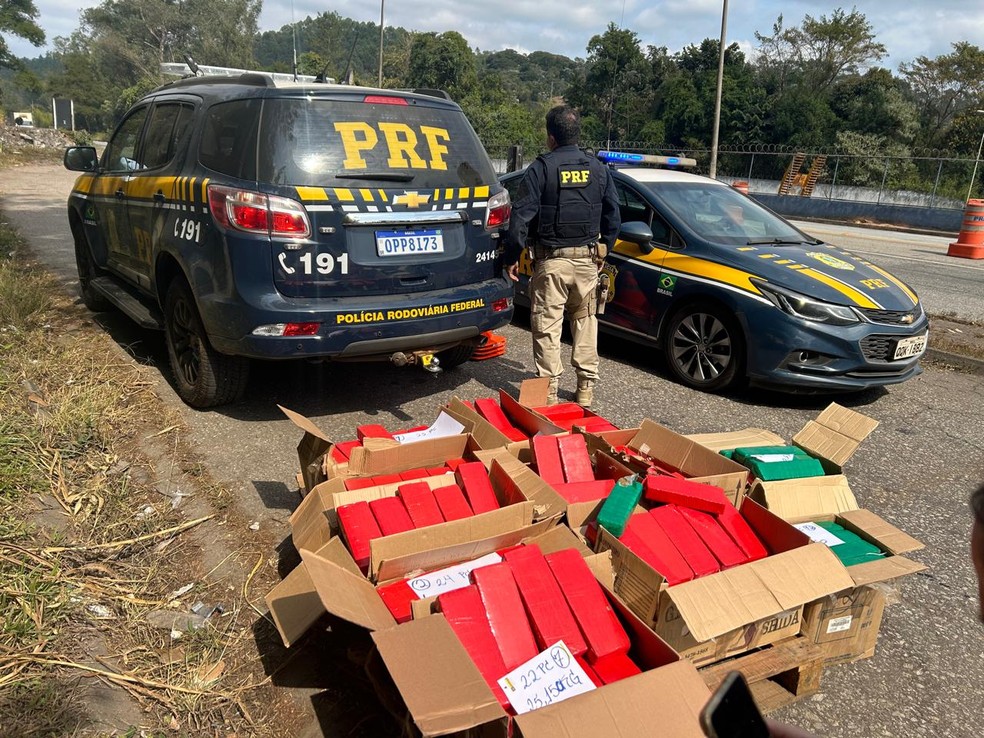 300 kg de maconha apreendidos na BR-267, em Juiz de Fora — Foto: PRF/Divulgação
