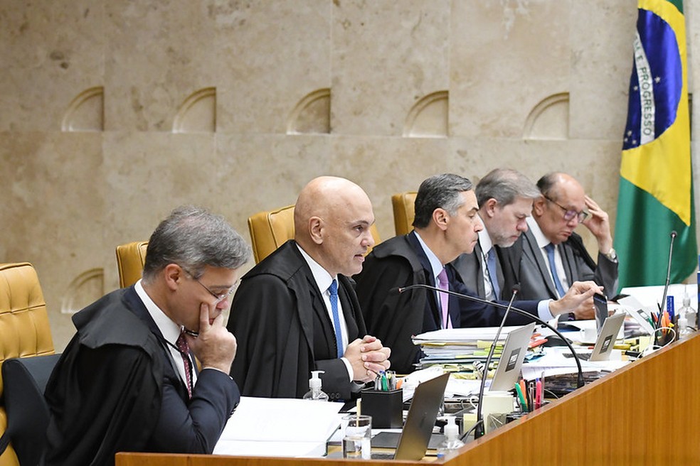 Ministros durante a sessão plenária do STF. — Foto: Carlos Moura/SCO/STF