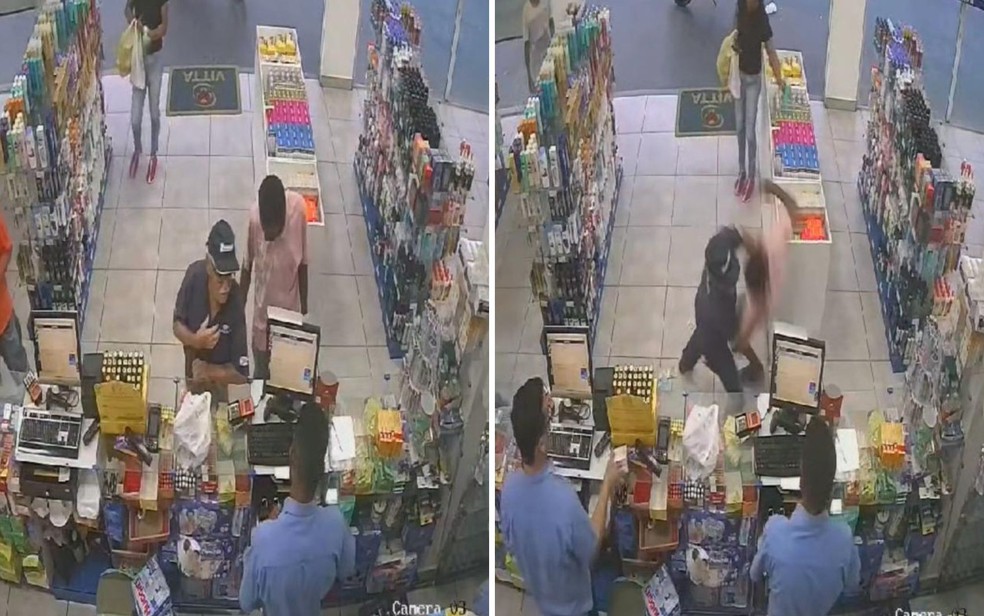 Idoso de 81 anos imobiliza e bate em ladr?o dentro de farm?cia em Goi?nia ? Foto: Reprodu??o/Redes Sociais
