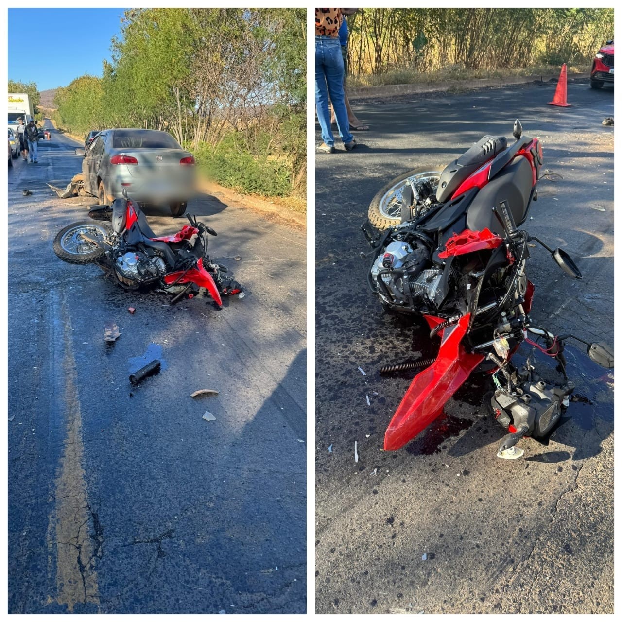 Motociclista morre após bater de frente com carro e ser atropelada por caminhão na MGC-122