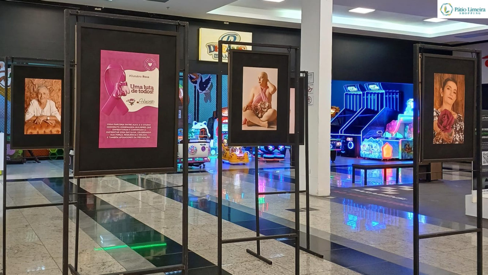 Exposição no Pátio Limeira Shopping destaca fotos de mulheres com câncer de mama