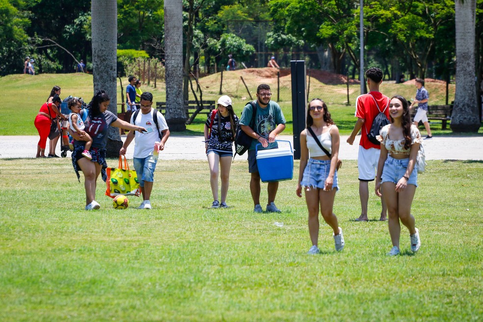 Público aproveitando o Parque Villa-Lobos em sábado de calor — Foto: ALOISIO MAURICIO/FOTOARENA/ESTADÃO CONTEÚDO