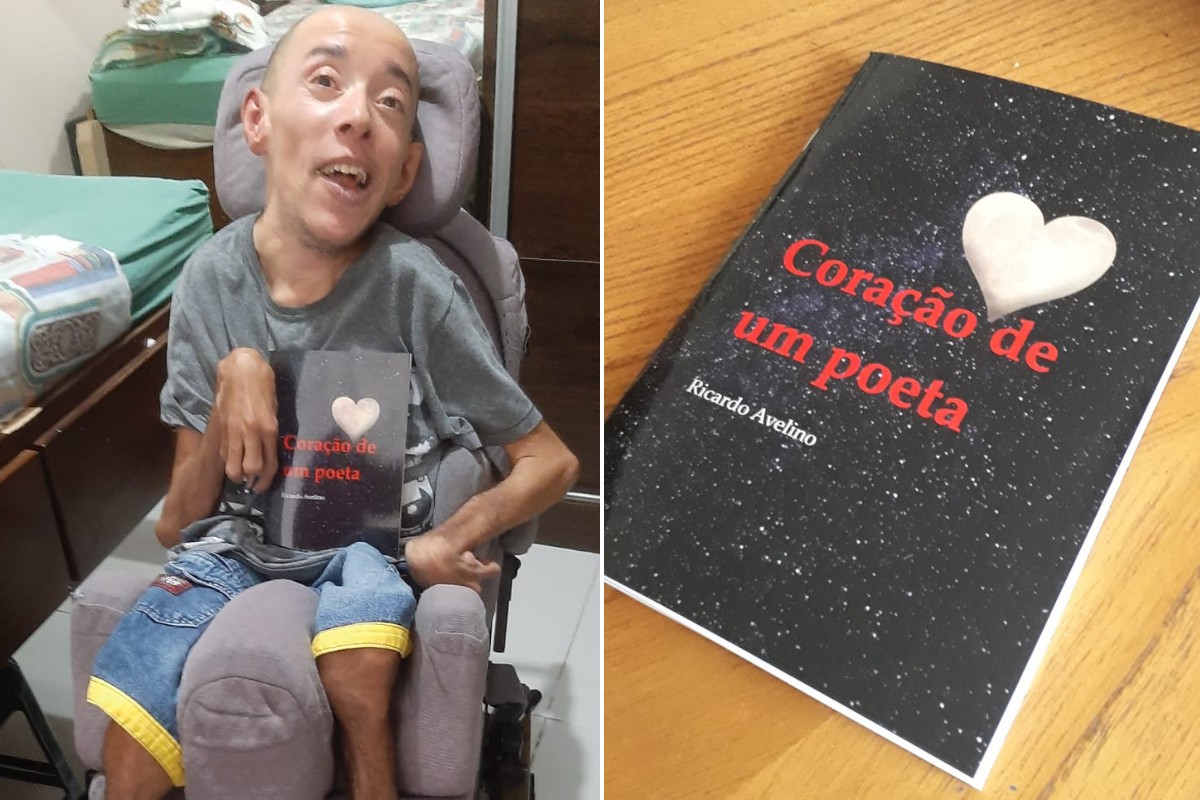 Escritor com deficiência lança livro de poesias e espera conseguir comprar cadeira motorizada com as vendas 