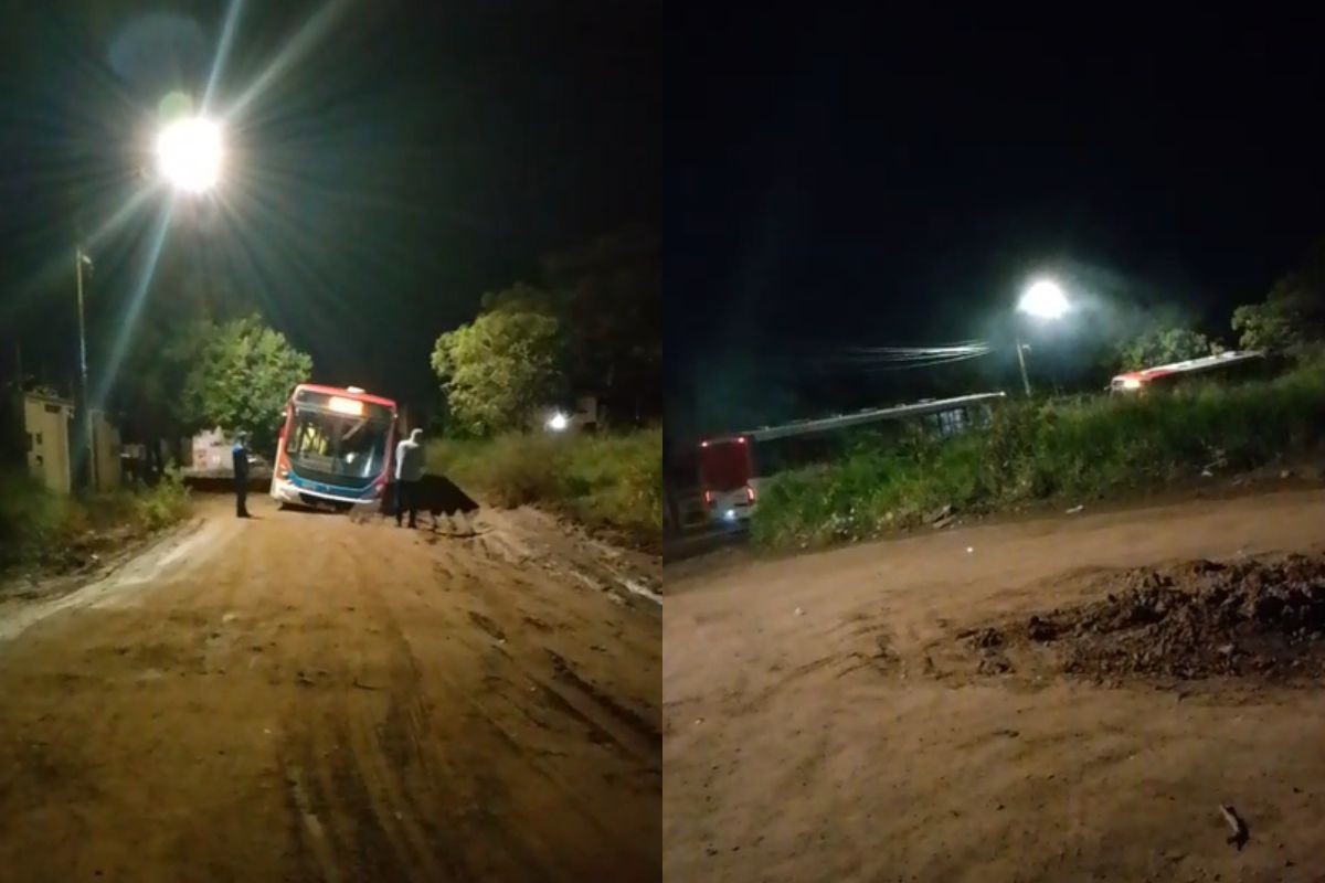 Ônibus do Consórcio Guaicurus atola e fica mais de 6 horas parado em rua de Campo Grande