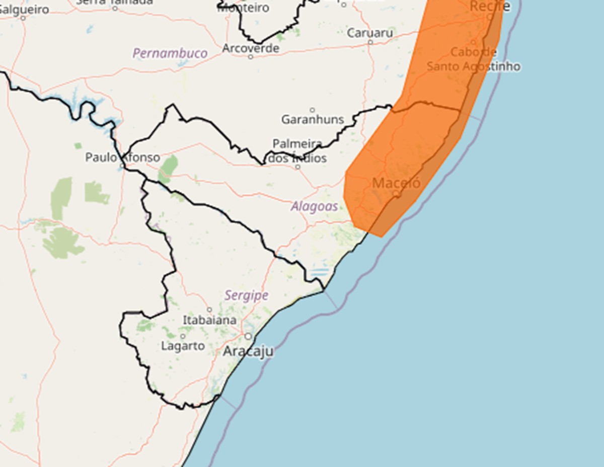 Alerta de perigo: Inmet prevê chuva forte em 38 cidades de AL; veja lista