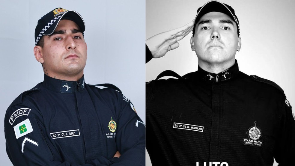Policiais militares Lucas Souza Diniz Adorni e Rafael Basílio Arnold dos Santos morreram em acidente de carro no DF — Foto: Reprodução