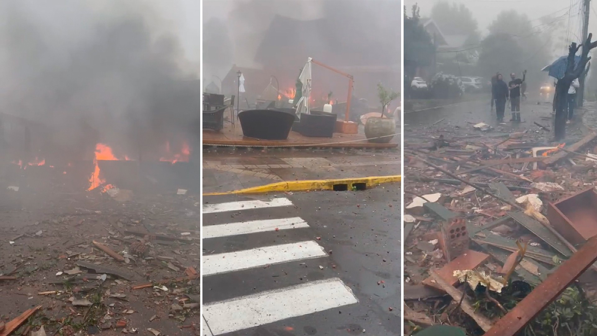 Avião cai em Gramado e atinge prédio, pousada e loja