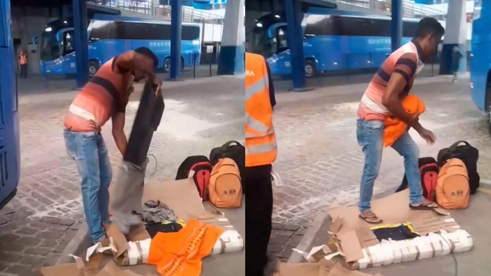 Vídeo: passageiro quebra televisão nova após ser impedido de levá-la em ônibus na rodoviária de Fortaleza
