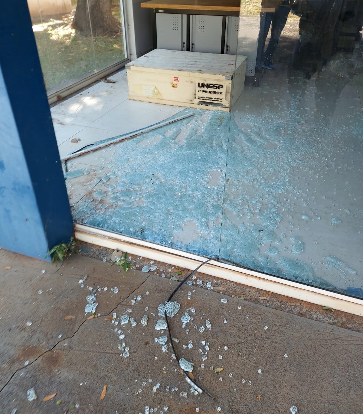 Rapaz é preso e hospitalizado após surtar e quebrar porta de vidro no campus da Unesp, em Presidente Prudente