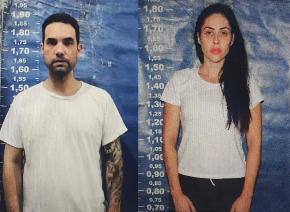 Dr. Jairinho e Monique Medeiros, em fotos feitas no ingresso do casal no sistema penitenciário — Foto: Reprodução