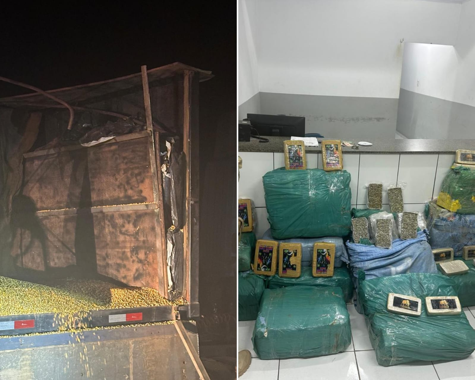 PRF apreende mais de 360 kg de drogas escondidas em carga de milho no MA