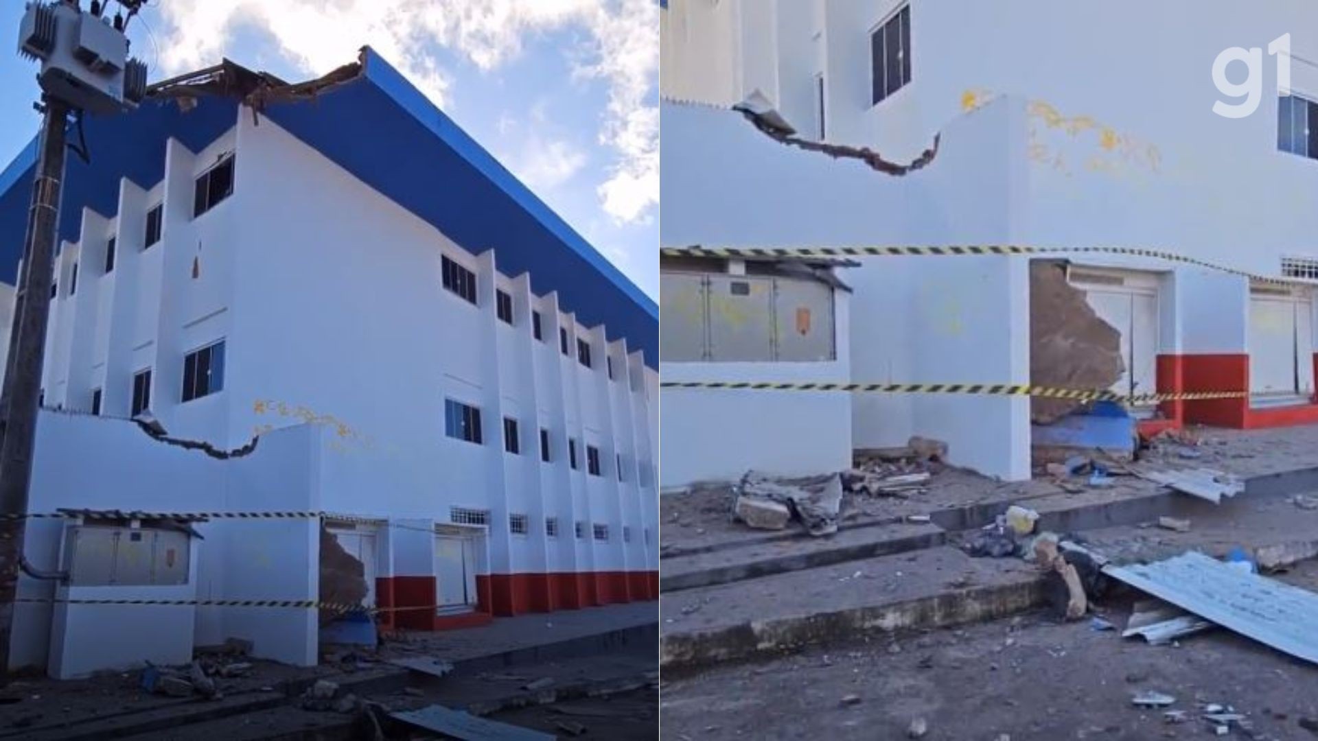 Marquise de escola desaba sobre calçada no bairro Lira em São Luís; ninguém ficou ferido 